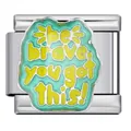 Charm per bracciale modulare italiano in acciaio inox con design smaltato 'be brave' - Stile Be Brave (ICJ1422) / 5 Pezzi/Confezione
