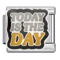 Link modulare per bracciale italiano in acciaio con testo 'Today is the Day' oro - Stile Today is the Day (ICJ1423) / 5 Pezzi/Confezione