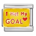 Charm per bracciale modulare italiano in acciaio con smalto giallo e 'I Met My GOAL' - Stile Met My GOAL (ICJ1513) / 5 Pezzi/Confezione