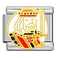 Maillon de bracelet italien modulaire avec un motif de carte Roi de poker doré élégant - Carte À Jouer Roi K (ICJ1958)