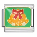 Primer plano de campanas de Navidad en eslabón de pulsera de acero inoxidable - Campanas de Navidad (ICJ745-1)