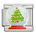 Vista detallada de charm esmaltado de árbol de Navidad en bola de nieve para pulsera - Bola de Nieve de Navidad (ICJ747-1)