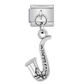 Abalorio para pulsera italiana modular con saxofón de plata detallado instrumento musical - Estilo de Saxofón (ICG854) / Plateado