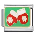 Detalle del charm de mitones navideños para pulsera modular italiana de acero - Guantes de Navidad (ICJ749-1)
