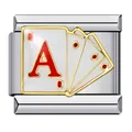 Maillon de bracelet italien en acier inoxydable avec motif de carte de poker As de Carreau - Style As de Carreau (ICJ145-1)