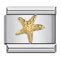 Modulo charm per bracciale italiano in acciaio inossidabile con stella marina dorata. - Stile Stella Marina (ICJ050-1)