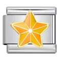 Abalorio de pulsera italiana de acero inoxidable con estrella amarilla para joyas DIY - Estrella de Navidad (ICJ753-1)