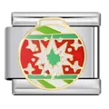 Detalle del adorno navideño de esmalte para la pulsera modular italiana con brillo - Bola de Navidad Redonda (ICJ756-1)