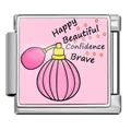 Charme modulaire italien avec motif flacon de parfum rose et textes motivants - Motif de Mots de Motivation Argent (ICP-JFAA0036-1) / 5 Pièces/Paquet