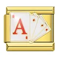 Charm italiano de acero inoxidable dorado con diseño de carta as de diamantes - Estilo de Cartas de Póquer (ICJ143-1)