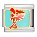 Elegant red ballerina dancer enamel charm link for DIY stainless steel Italian bracelet - Ballerina Pattern (ICJ900-1)