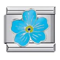 Charm a fiore blu smaltato in acciaio inox modello per bracciale modulare italiano DIY. - Fiore Blu a Cinque Petali (ICJ317)