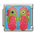 Charme en émail à motif de tongs en acier inoxydable pour bracelet italien DIY. - Motif Tongs (ICJ312) / 1 Pièce/Paquet