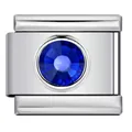 Link per bracciale italiano in acciaio inossidabile con gemma blu sfaccettata per fai da te - Cerchio Pietra Blu Zaffiro (Y1366) / Argento