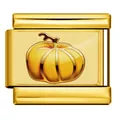 Eslabón dorado de acero inoxidable para pulsera italiana con estampado de calabaza para DIY - Patrón de Calabaza (ICP-JC147-9G) / Dorado