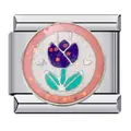 Maillon de breloque italienne avec tulipe en émail pour bracelet modulaire DIY - Tulipe Violette (ICJ310) / 1 Pièce/Paquet