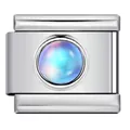 Modulo charm italiano in acciaio inossidabile con inserto tondo in pietra iridescente - Cerchio Stile Pietra di Luna (Y1275) / Argento