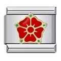 Maillon de bracelet modulaire italien en acier inoxydable avec motif de fleur rouge vif - Motif de Fleur Rouge (ICJ665) / 1 Pièce/Paquet