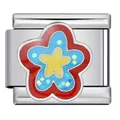 Vue détaillée de la fleur en émail coloré pour bracelet modulaire italien - Motif Étoile Fleur Pailletée Colorée (ICJ758) / 1 Pièce/Paquet