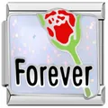 Maillon de breloque modulaire italienne en acier avec motif rose et texte Forever. - Motif Rose Forever (ICJ2244) / 1 Pièce/Paquet