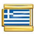 Gold Italian modular charm featuring the Greek flag for DIY stainless steel bracelets. - Greece Flag / 5 Pieces/Pack / Gold