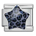 Italiaanse bedel-schakel met blauwe luipaardster van roestvrij staal voor bedelarmbanden - Zilveren Basis Blauwe Luipaard Ster (WJAA0003-1)