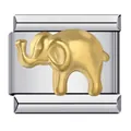 Vista macro dettagliata di un charm a forma di elefante dorato su un bracciale modulare - Stile Elefante (ICJ205-1)