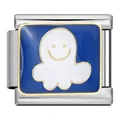 Primo piano di una maglia per bracciale italiano in smalto blu con fantasma - Stile Fantasma Blu (ICJ321-1)