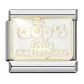 Maglia per bracciale modulare italiano in acciaio inox con incisione a tema religioso - Stile Scritta (ICJ138-1)