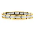 Elegant two-tone gold and silver stainless steel Italian modular charm link bracelet for DIY. - 7mm Full Bracelet / Two-tone (Gold & Silver)