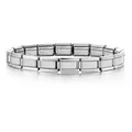 Basic silver Italian modular stainless steel bracelet with expandable rectangular links - 7mm Full Bracelet / Steel