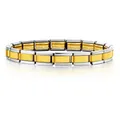 Two-tone gold and silver stainless steel Italian modular charm bracelet with elastic DIY links - Center Polished / 7mm Full Bracelet / Two-tone (Gold & Silver)
