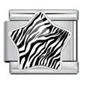 Italiaanse armband link van roestvrij staal met ster en zebra-patroon - Zilveren Basis Zebra Ster (WJAA0006-1)