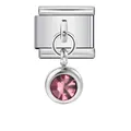 Maglia per bracciale componibile italiano con ciondolo pendente in pietra rosa tonda - Pietra Natales Rosa (ICG124-4)