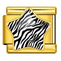 Gouden Italiaanse bedel van roestvrij staal met zebra-ster voor DIY armbanden. - Gouden Basis Zebra Ster (WJAA0006-2)