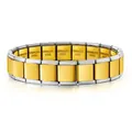 Two-tone gold and silver stainless steel Italian module charm bracelet with elastic links - Block Patchwork / 13mm Full Bracelet / Two-tone (Gold & Silver)