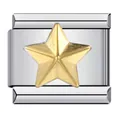 Charm modulare italiano in acciaio inossidabile con una stella dorata testurizzata - Stile Stellato (ICJ048-1)
