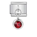 Maglia modulare Italian Charm in acciaio inox con un ciondolo pietra natale rossa - Pietra Natales Rossa (ICG124-5)