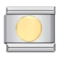 Singolo charm modulare italiano in acciaio inox argento con intarsio a cerchio dorato - Stile Disco Rotondo (ICJ049-1)