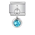 Maglia per bracciale modulare italiano con ciondolo rotondo in pietra portafortuna blu - Pietra Natales Blu (ICG124-8)