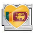 Heart-shaped stainless steel modular charm link featuring the Sri Lanka national flag - Heart Style Sri Lanka Flag (ICP-JH000-LK)