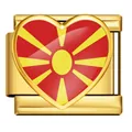 Gold stainless steel Italian charm with North Macedonia flag heart for bracelet - Heart Style North Macedonia Flag (ICP-JH0001-MK)