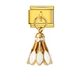 Lien modulaire italien en acier doré avec pendentif volant de bádminton en émail blanc - Base Dorée Badminton Blanc (ICG986-2)
