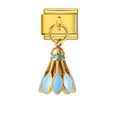 Breloque volant de badminton en acier inoxydable doré pour bracelet modulaire italien - Base Dorée Badminton Bleu (ICG986-4)