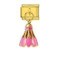 Maillon de bracelet modulaire italien doré avec pendentif volant de badminton rose - Base Dorée Badminton Rose (ICG986-6)