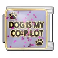 Charm italiano viola con testo Dog Is My Co-Pilot e dettagli con impronte di zampe - Stile CO-PILOT (ICJ1532) / 5 Pezzi/Confezione