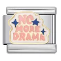 Dettaglio del charm italiano smaltato 'No More Drama' per bracciali in acciaio - Motivo No More Drama (ICJ346-1)