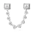 Pulsera de dijes italianos de acero inoxidable con colgantes en forma de corazón - Patrón Radiante Sólido (ICG512-2) / 7cm de Largo / Dorado