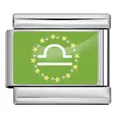 Link per bracciale italiano segno Bilancia verde in resistente acciaio inossidabile - Bilancia - Verde (Cornice Argento)