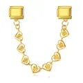 Detalle de cadena de seguridad de corazón dorada para pulsera modular italiana. - Corazón Hueco (ICG512-3) / 7cm de Largo / Dorado